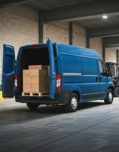 Malinois Logistics cargo van photographed at the dock
